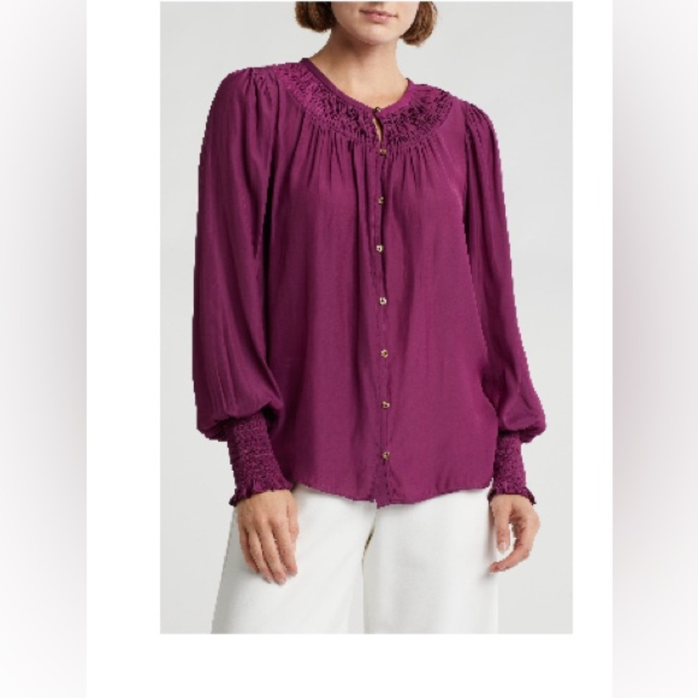 Ramy Brook Purple Walter Button Up Shirt NWT